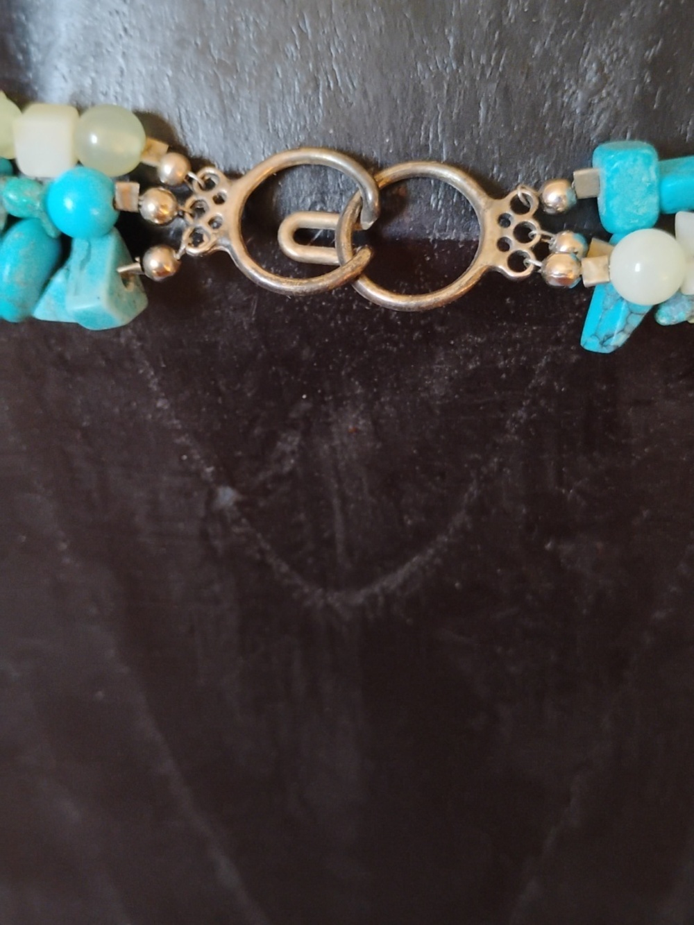 Multi Strand Turquoise Color Chip Necklace 20" Long with Hook Clasp - Picture 4 of 5